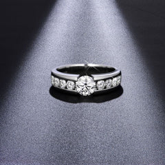 Glojewels Hlaf Eternity 1ct White Moissanite Round Cut Silver Men's Ring