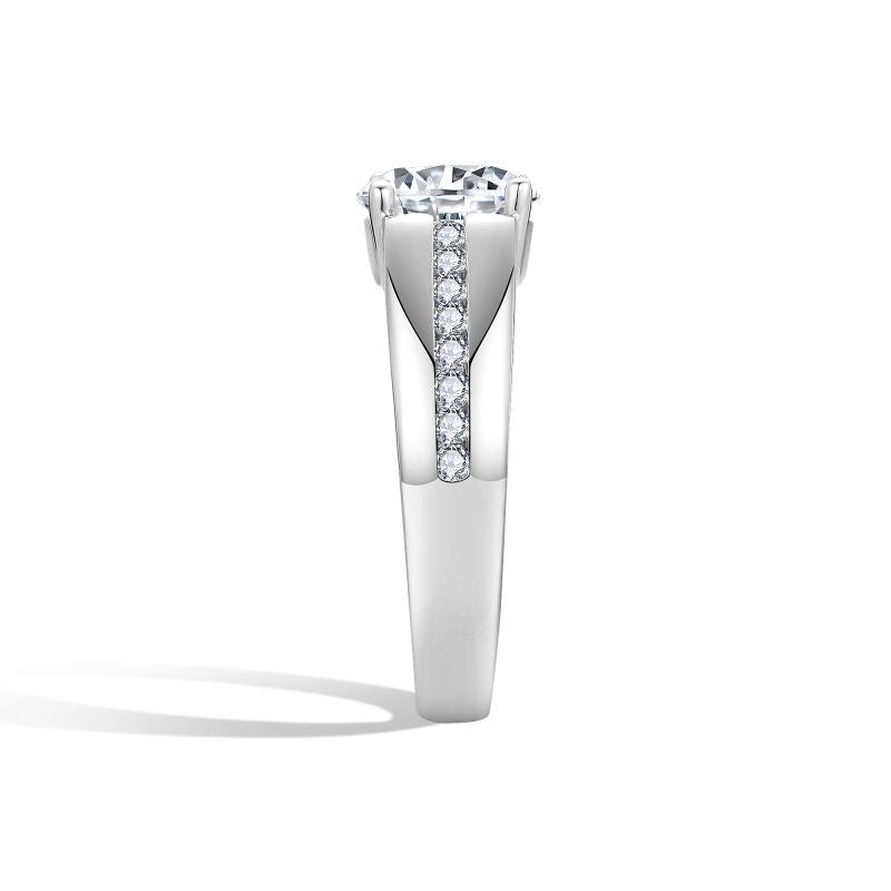 Glojewels Classical 2ct White Moissanite Round Cut Silver Men's Ring
