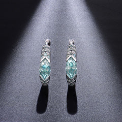 Glojewels Vintage 0.5ct Blue-green Moissanite Marquise Cut Silver Hoop Earring