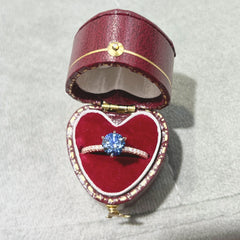 Glojewels Rose Gold Half Eternity 1ct Blue Moissanite Round Cut Silver Ring