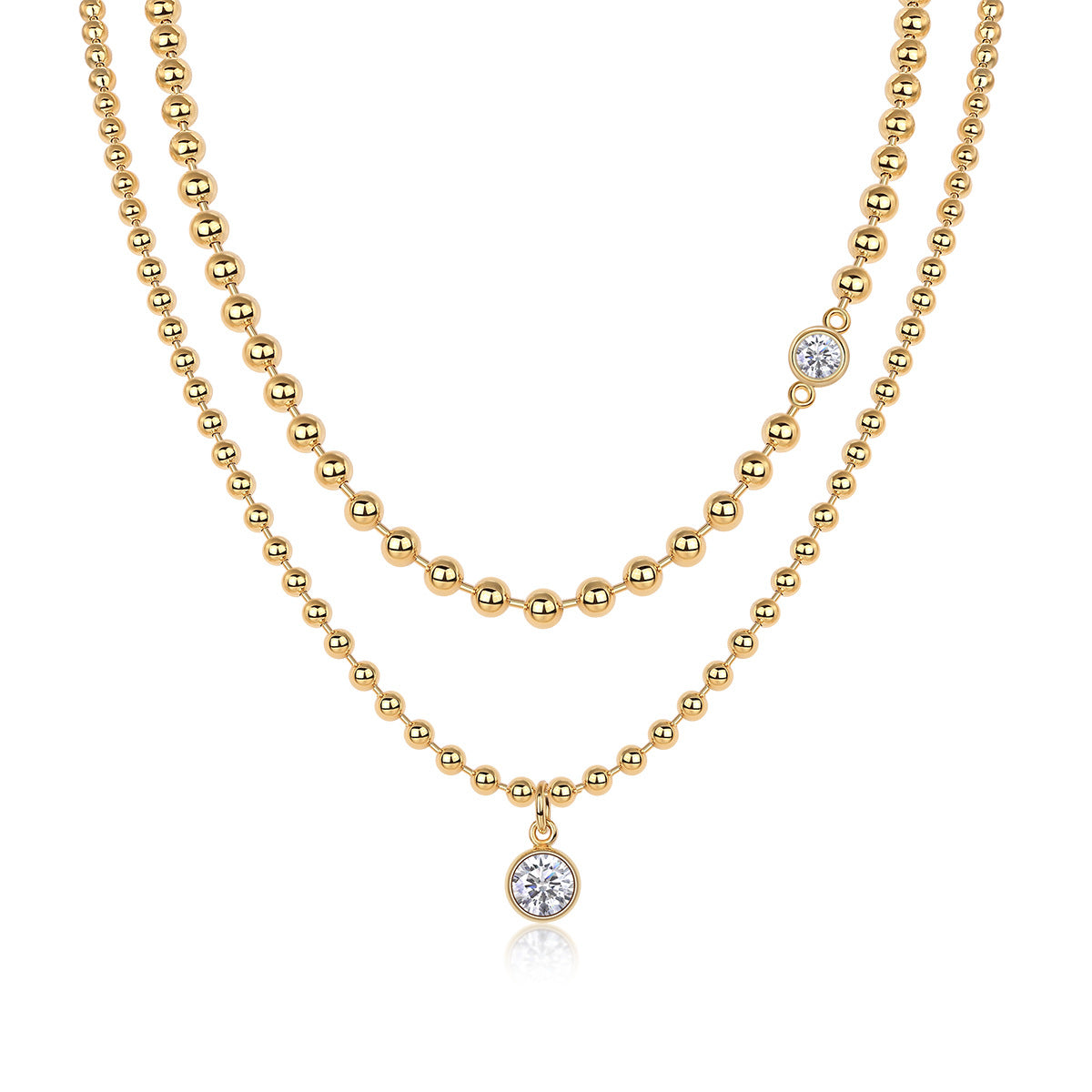 Glojewels Gold Tone Vintage Stacking White Pear Cut 1.5ct Moissanite Pendant Necklace