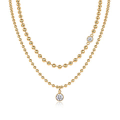 Glojewels Gold Tone Vintage Stacking White Pear Cut 1.5ct Moissanite Pendant Necklace