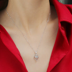 Glojewels Heart White Round Cut 0.5ct Moissanite Pendant Necklace