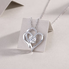 Glojewels Heart Shape White 1ct Round Cut Moissanite Pendant Necklace