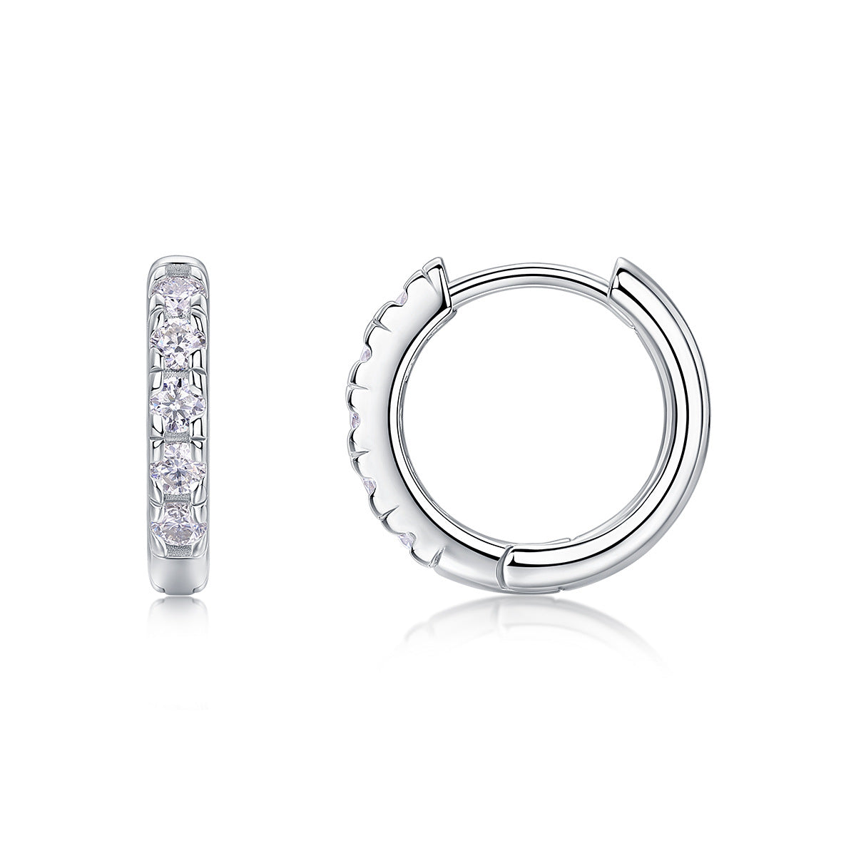 Glojewels Classic White Round Cut Moissanite Clip Earring