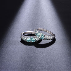 Glojewels Vintage 0.5ct Blue-green Moissanite Marquise Cut Silver Hoop Earring