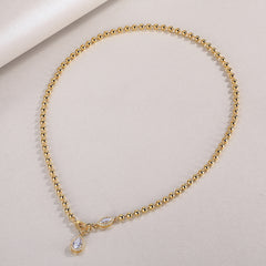 Glojewels Gold Rope Chain White Moissanite Marquise & Pear Cut Silver Y-Shaped Necklace