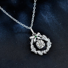 Glojewels Christmas Garland 0.5ct White Moissanite Round Cut Silver Pendant Necklace
