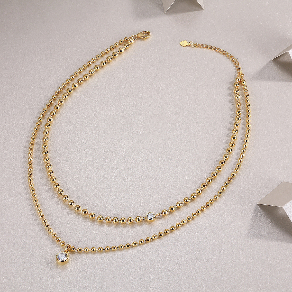 Glojewels Gold Tone Vintage Stacking White Pear Cut 1.5ct Moissanite Pendant Necklace