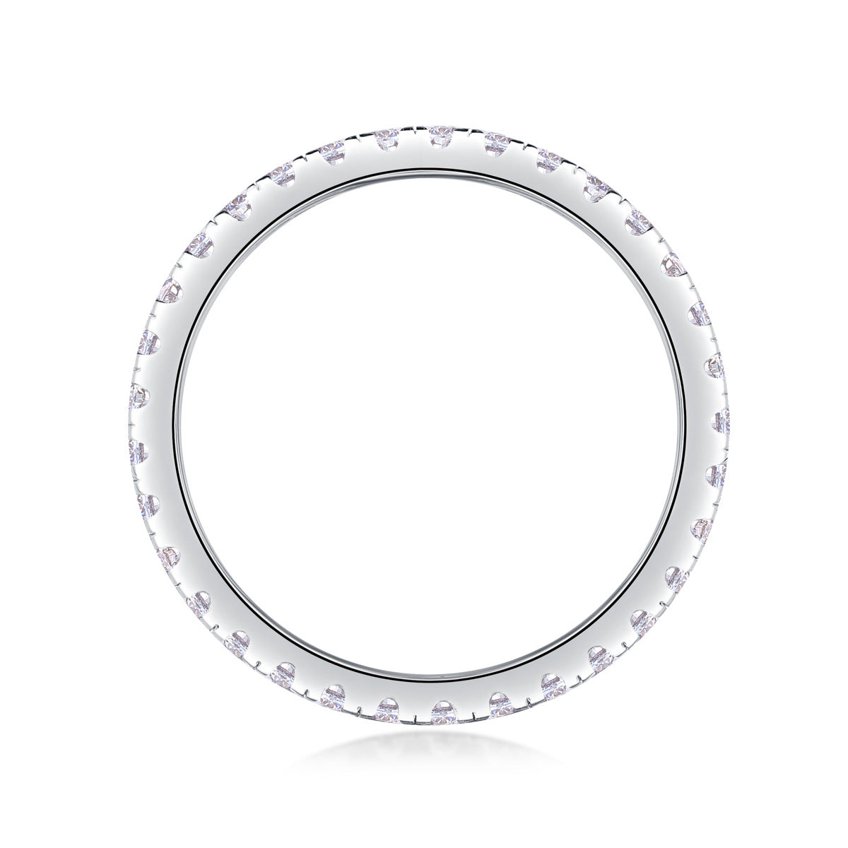 Glojewels Eternity White Sapphire Moissanite Round Cut Silver Band Ring