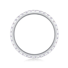 Glojewels Eternity White Sapphire Moissanite Round Cut Silver Band Ring