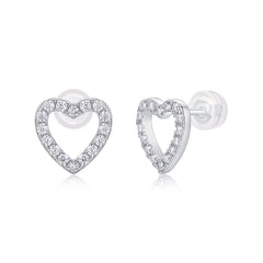 Glojewels Heart White Round Cut Moissanite Stud Earring