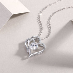 Glojewels Heart Shape White 1ct Round Cut Moissanite Pendant Necklace