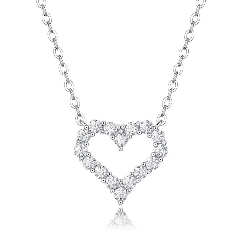 Glojewels Classic Heart White Round Cut Moissanite Pendant Necklace