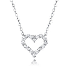 Glojewels Classic Heart White Round Cut Moissanite Pendant Necklace