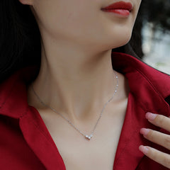 Glojewels Heart Shape White 1.2ctw Round Cut Moissanite Pendant Necklace