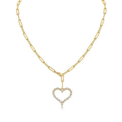Glojewels Gold Tone Halo White Round Cut Moissanite Pendant Necklace