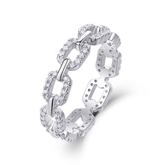 Glojewels Hollow Eternity White Mooissanite Round Cut Silver Band Ring