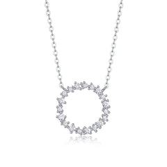 Glojewels Classic White Round Cut Moissanite Pendant Necklace