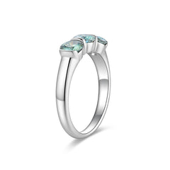Glojewels Three Stone 1.5ctw Blue-green Moissanite Round Cut Silver Ring