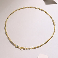 Glojewels Gold Lobster Clasp 0.5ct White Moissanite Round Cut Silver Necklace