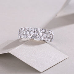 Glojewels Half-eternity White Sapphire Moissanite Round Cut Silver Band Ring