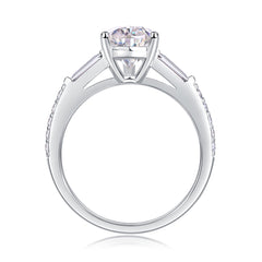 Glojewels Three Stone White Sapphire 1.5ct Moissanite Pear Cut Silver Ring