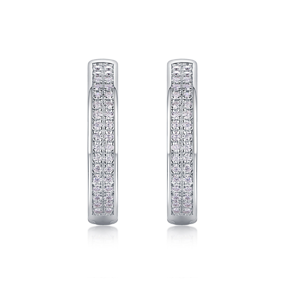 Glojewels Double Rows White Round Cut 4.8ctw Moissanite Hollowed-out Clip Earring