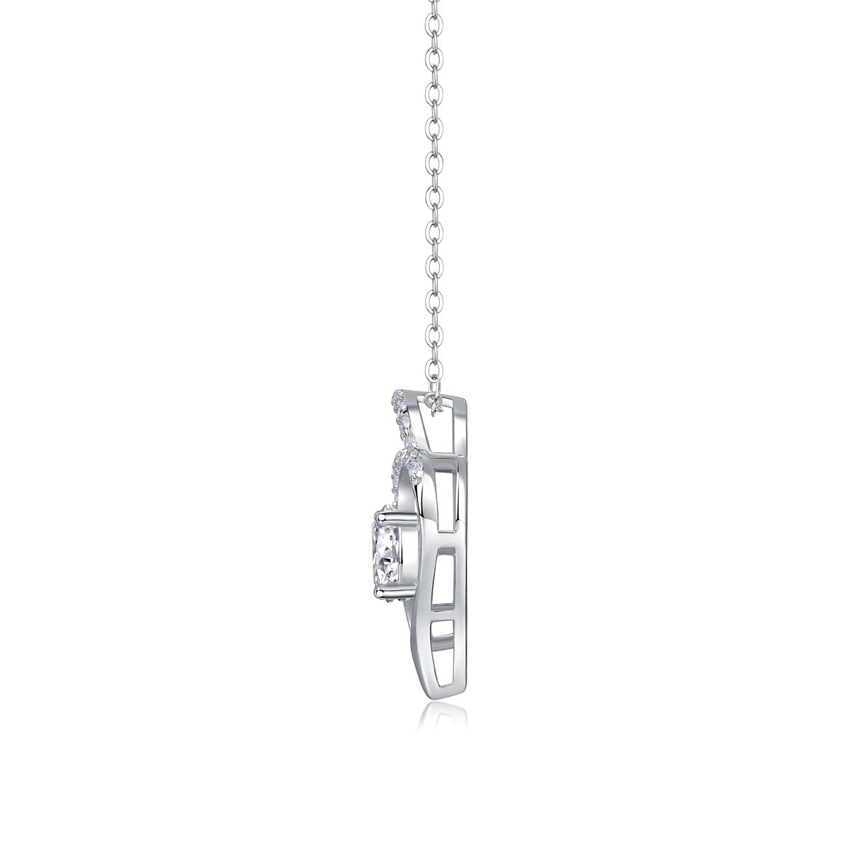 Glojewels Heart Shape White 1ct Round Cut Moissanite Pendant Necklace