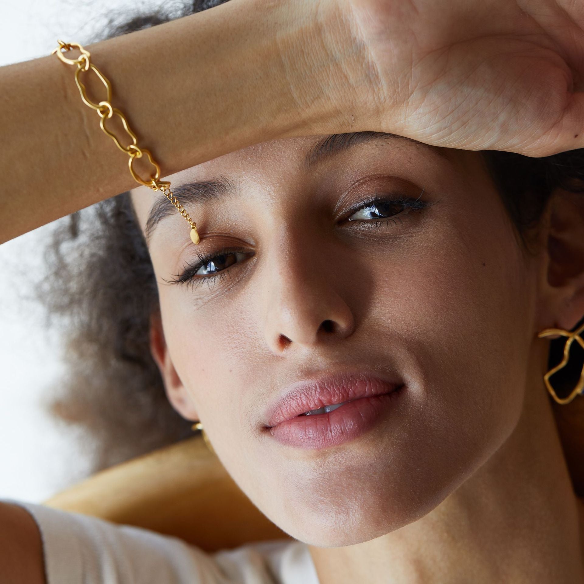 Glojewels Gold Irregular Simple Silver Lobster Clasp Silver Bracelet