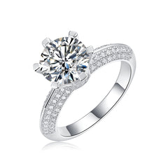 Glojewels 6-claw White Sapphire 1ct Moissanite Round Cut Silver Ring