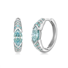 Glojewels Vintage 0.5ct Blue-green Moissanite Marquise Cut Silver Hoop Earring