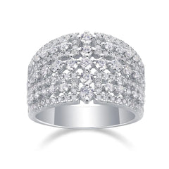 Glojewels Eternal Love Half Eternity White Moissanite Round Cut Silver Band Ring