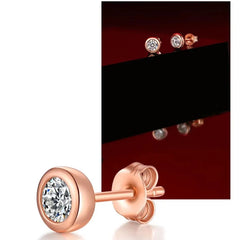 Glojewels Rose Gold Smart Bubble 0.5ct White Moissanite Round Cut Silver Stud Earring
