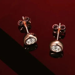 Glojewels Rose Gold Smart Bubble 0.5ct White Moissanite Round Cut Silver Stud Earring