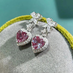 Glojewels Butterfly Shape Alexandrite Heart & Marquise & Pear Cut Silver Drop Earring