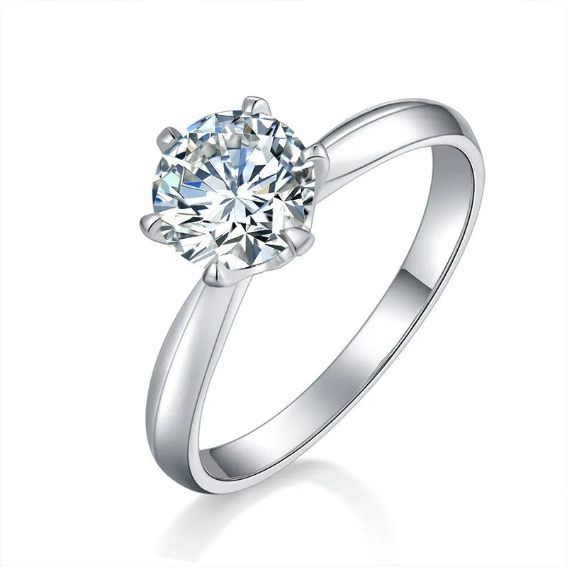 Glojewels Solitaire Classic 1ct Moissanite White Sapphire Round Cut Silver Ring