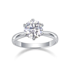 Glojewels Solitaire Classic 1ct Moissanite White Sapphire Round Cut Silver Ring