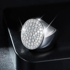 Glojewels Hip Hop Pavé 1.62ctw White Moissanite Round Cut Silver Men's Ring