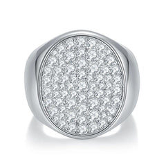 Glojewels Hip Hop Pavé 1.62ctw White Moissanite Round Cut Silver Men's Ring